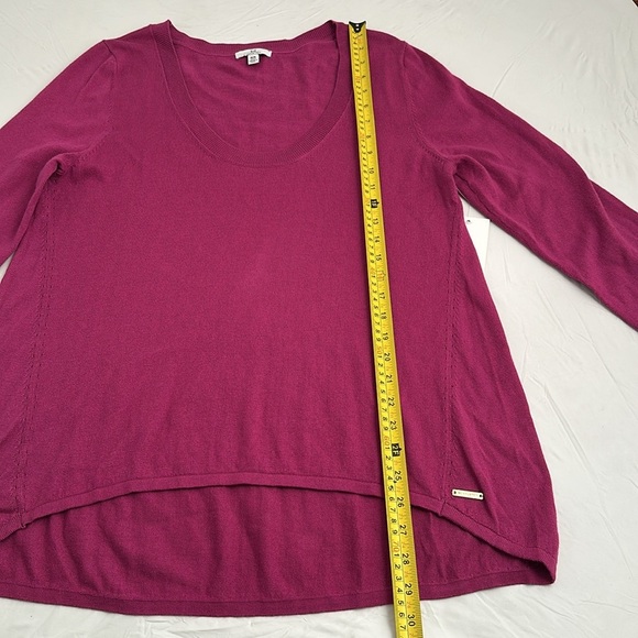 H by Halston magenta high-low scoop neck long sleeve sweater M - Picture 8 of 10